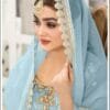 Sky Blue Pure Organza Embroidered Work Pakistani Suits In Sale