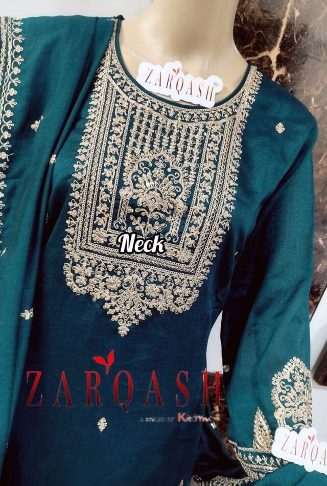 Sky Blue Readymade Vichitra Silk Embroidery Work Pakistani Suits In Sale