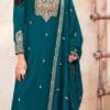 Sky Blue Readymade Vichitra Silk Embroidery Work Pakistani Suits In Sale