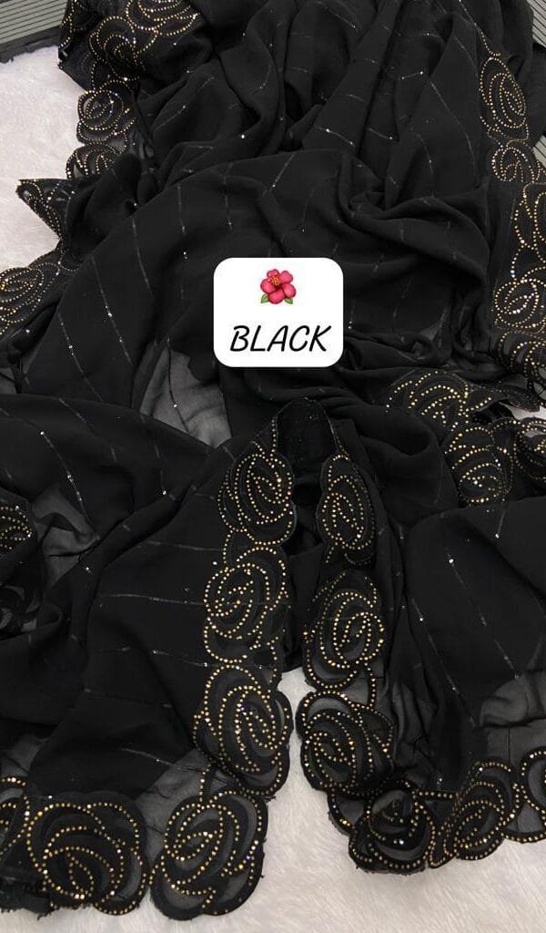Trending Black Heavy Blooming Georgette Saree
