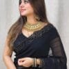 Trending Black Heavy Blooming Georgette Saree