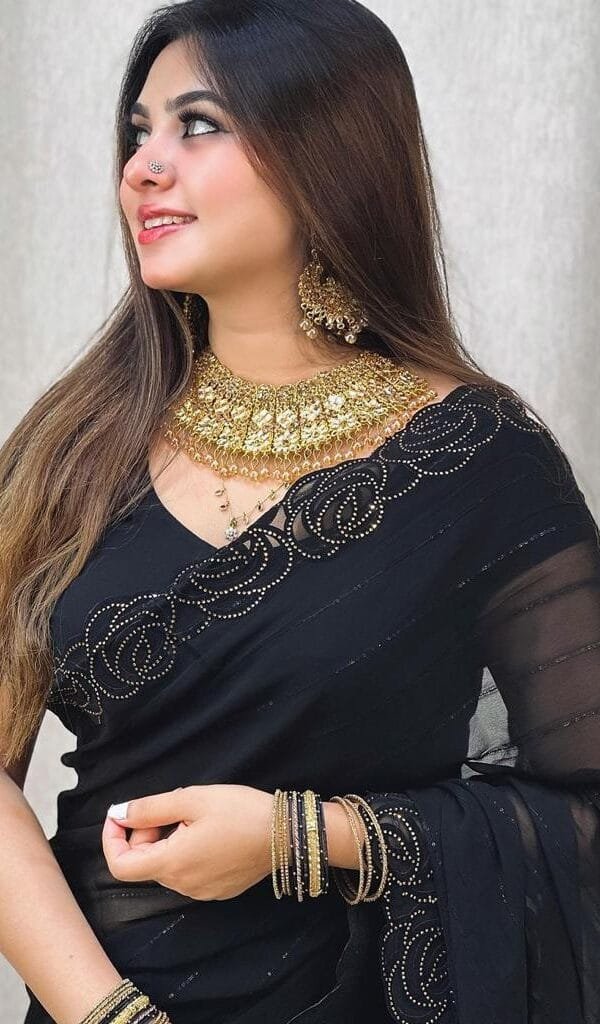 Trending Black Heavy Blooming Georgette Saree