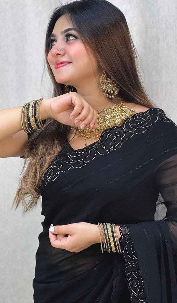 Trending Black Heavy Blooming Georgette Saree