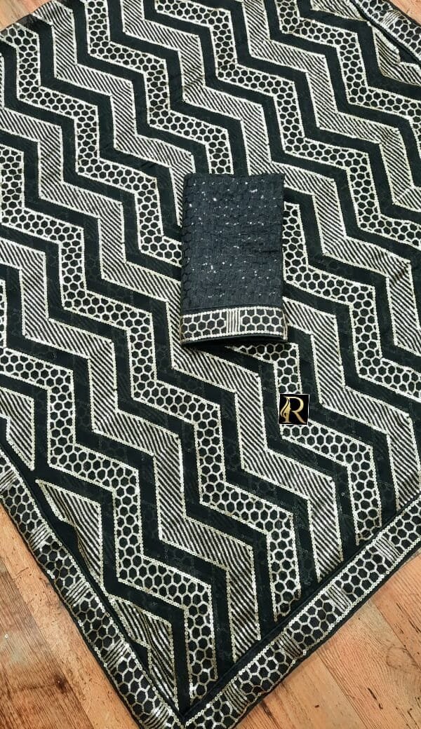 Trendy Colour Black Exclusive Beautiful Saree