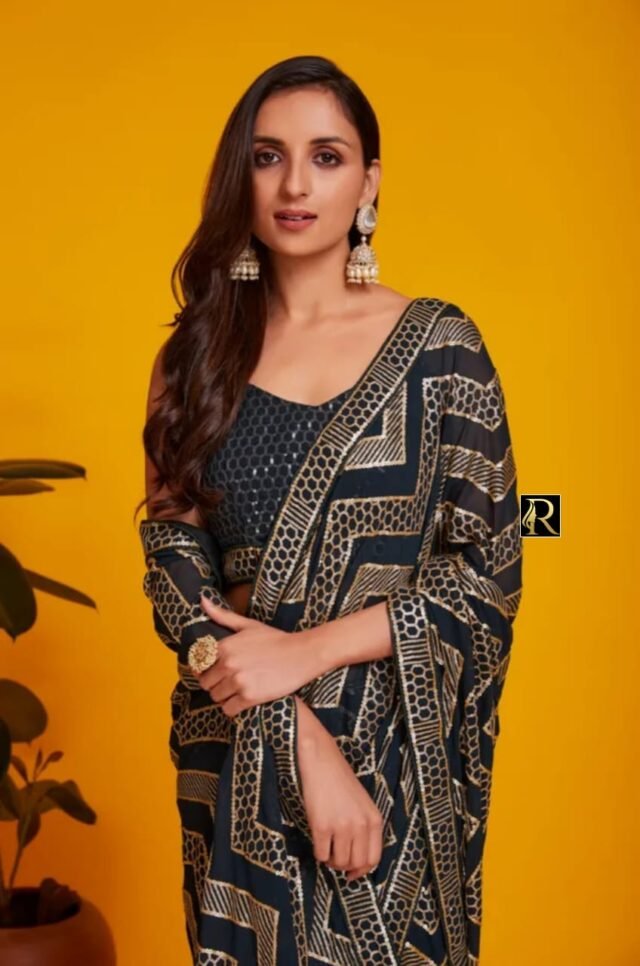 Trendy Colour Black Exclusive Beautiful Saree