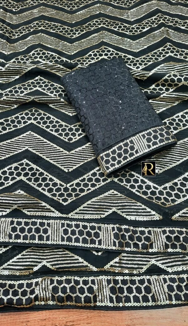 Trendy Colour Black Exclusive Beautiful Saree