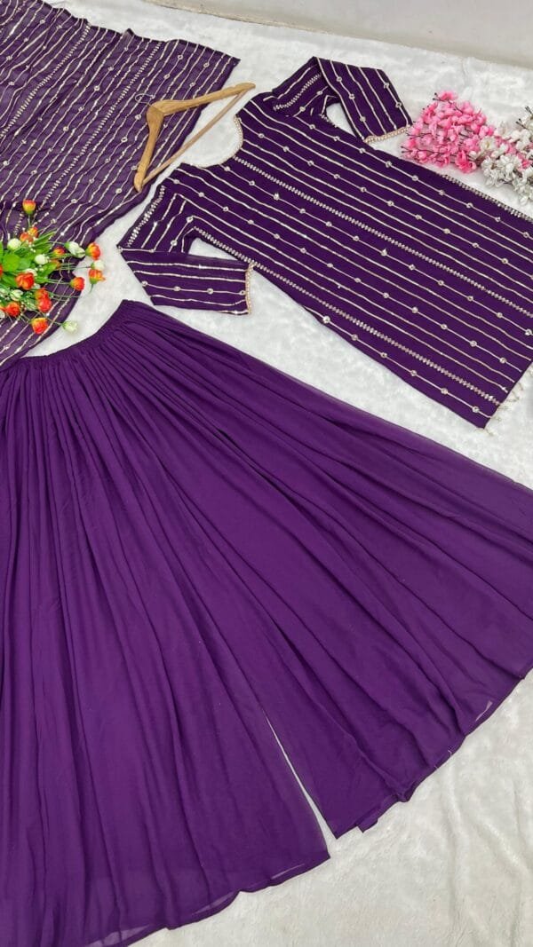 Violet Fully Stitched Ready To Wear Faux Georgette Sequence Work Pakistani Suits In Sales
