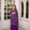 Violet Fully Stitched Ready To Wear Faux Georgette Sequence Work Pakistani Suits In Sales