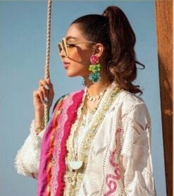 White Cotton Embroidered Pakistani Suit Sale