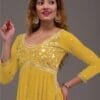 Yellow Heavy GeorgetteWith Sequence Embroidery Work Pakistani Suits In Sale