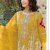 Yellow Organza with Heavy Embroidery Work Pakistani Suits In Sale