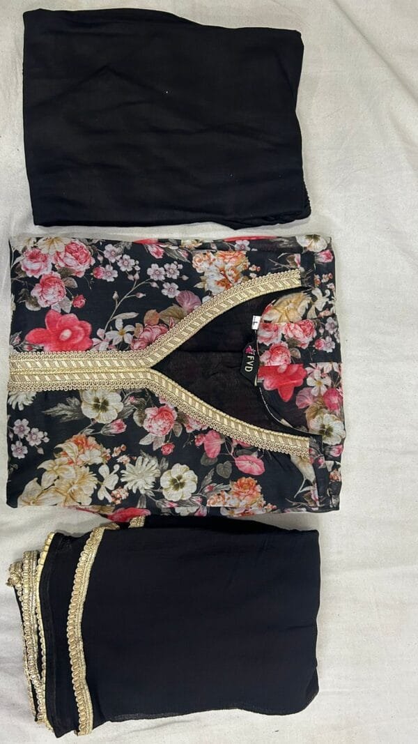 Aaliya Black Floral Alia Cut Suit Set