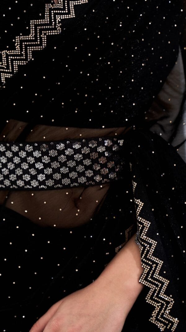 BLACK COLOUR SHIMMER CHIFFON SAREE