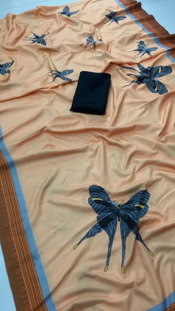 Biscuit Colour Plain Linen New Fancy Saree