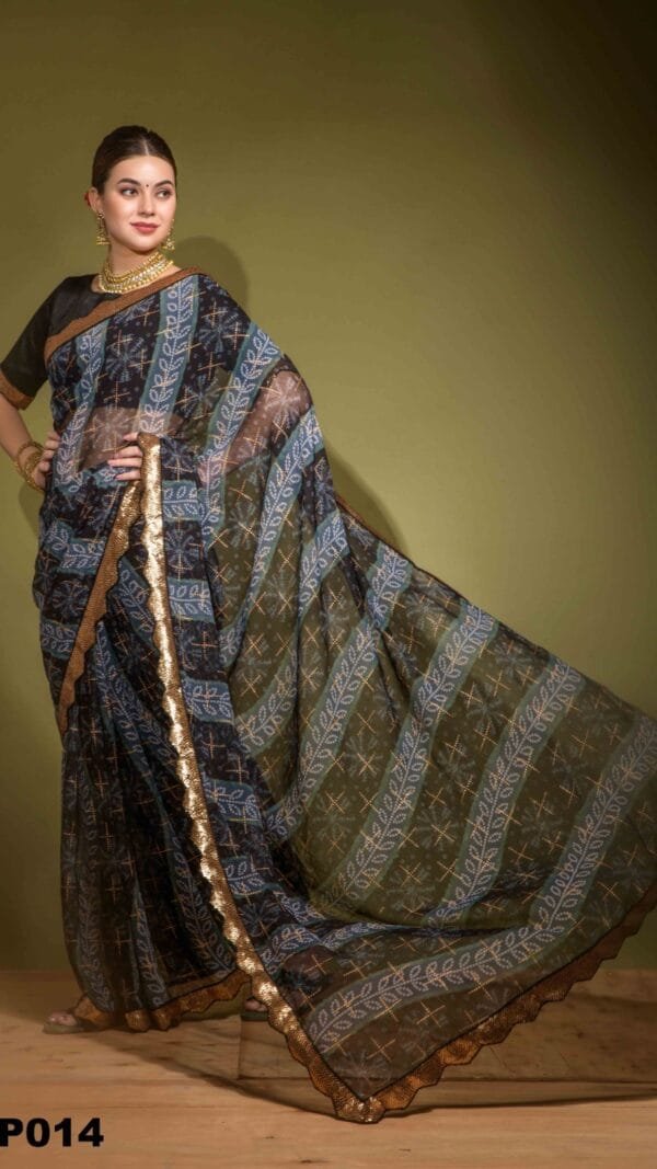 Black Colour Georgette Chiffon Bandhani Saree