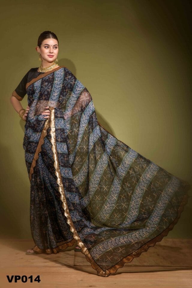 Black Colour Georgette Chiffon Bandhani Saree