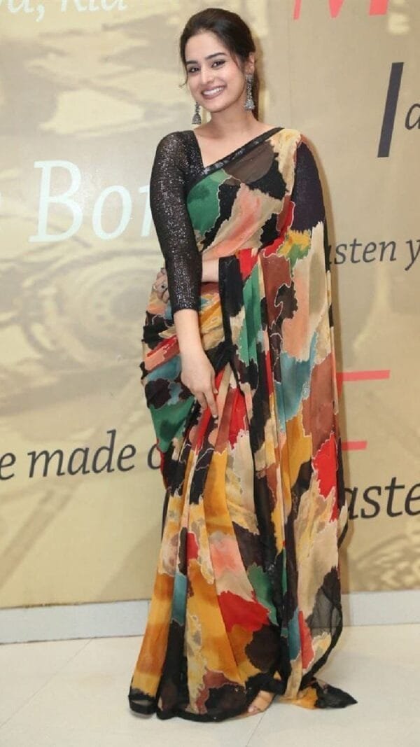 Black Premium Georgette New Bollywood Saree
