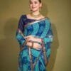 Blue Colour Georgette Chiffon Bandhani Sarees