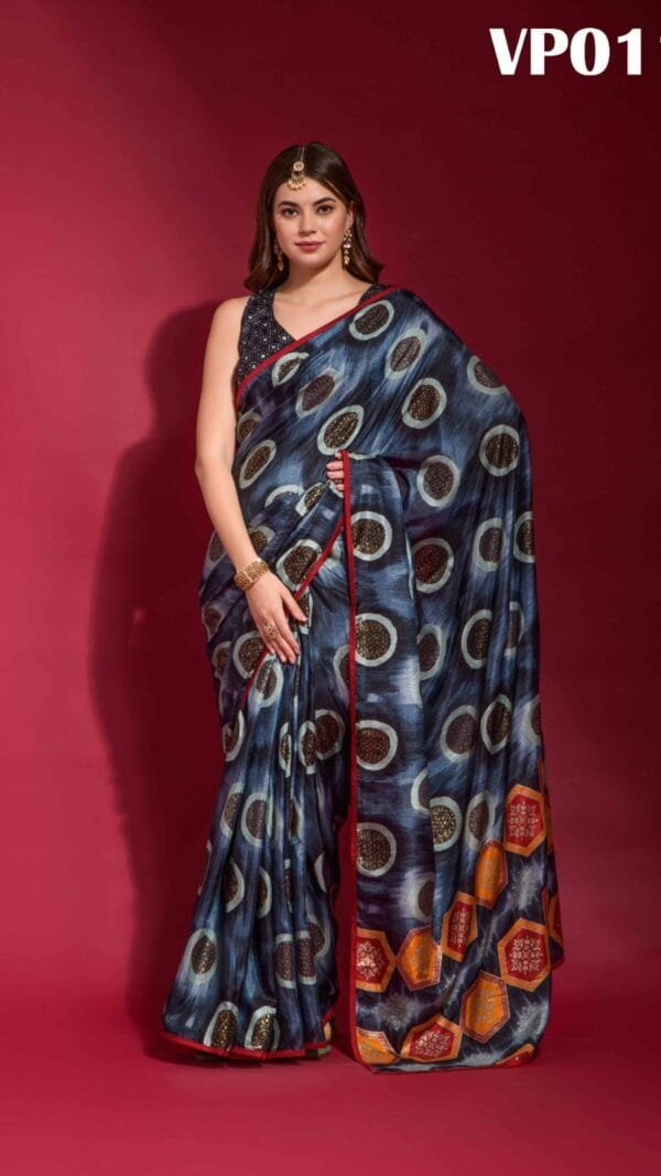 Blue Colour Smooth Silk Saree