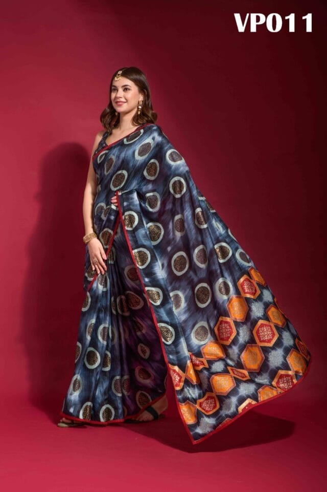 Blue Colour Smooth Silk Saree