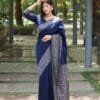 Blue Colour Soft Lichi Silk Cloth Saree