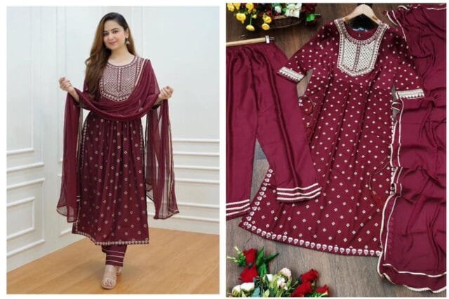 Brown Colour Alia Cut Dresses