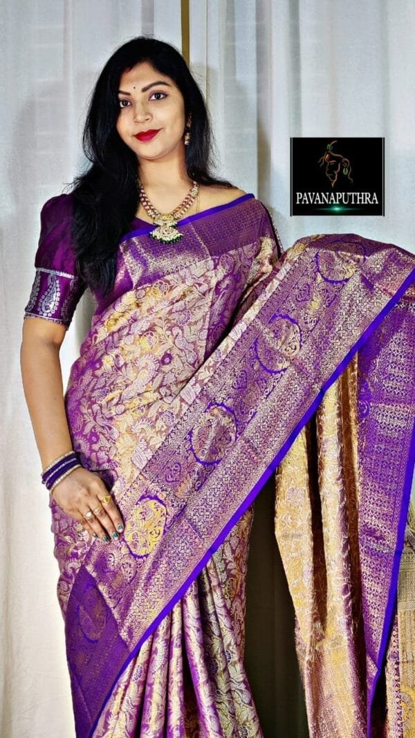 Dark Purple Pure Kanjivaram Silk Sarees