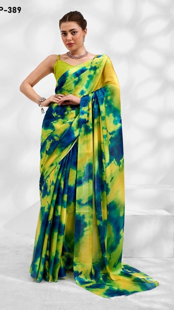 GREEN COLOUR SATIN GEORGETTE SAREE