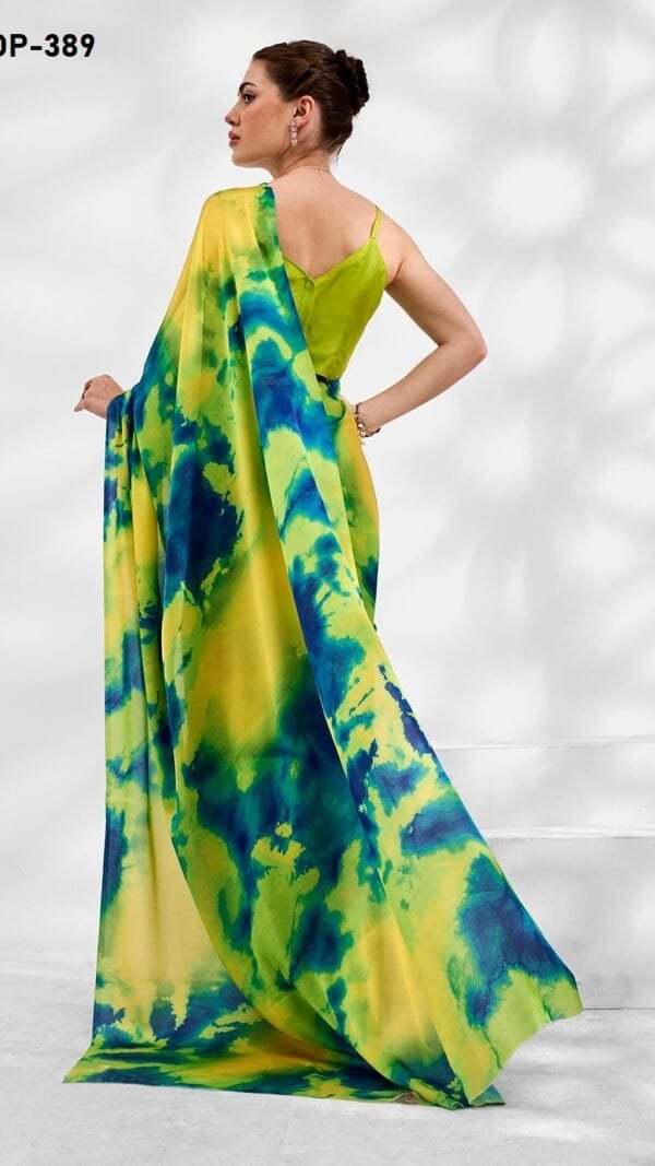 GREEN COLOUR SATIN GEORGETTE SAREE