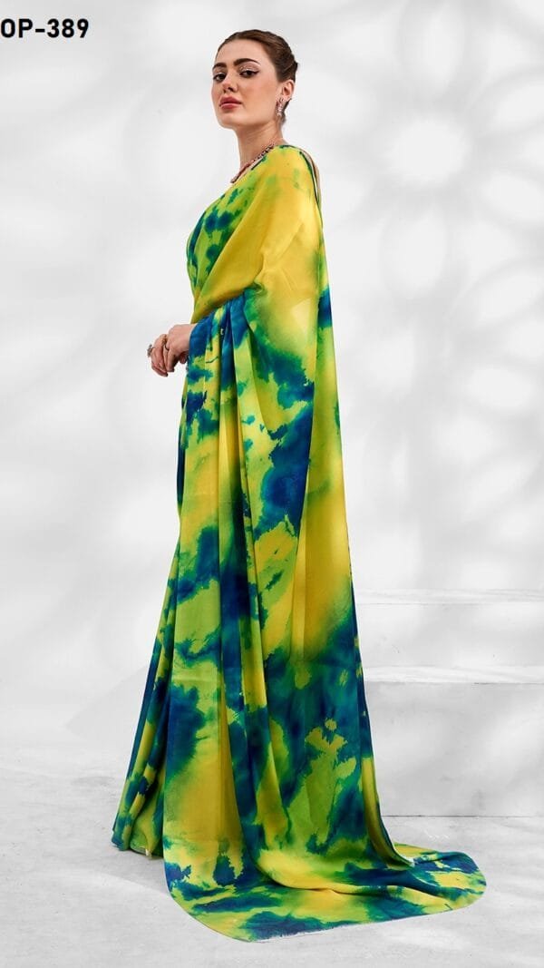 GREEN COLOUR SATIN GEORGETTE SAREE