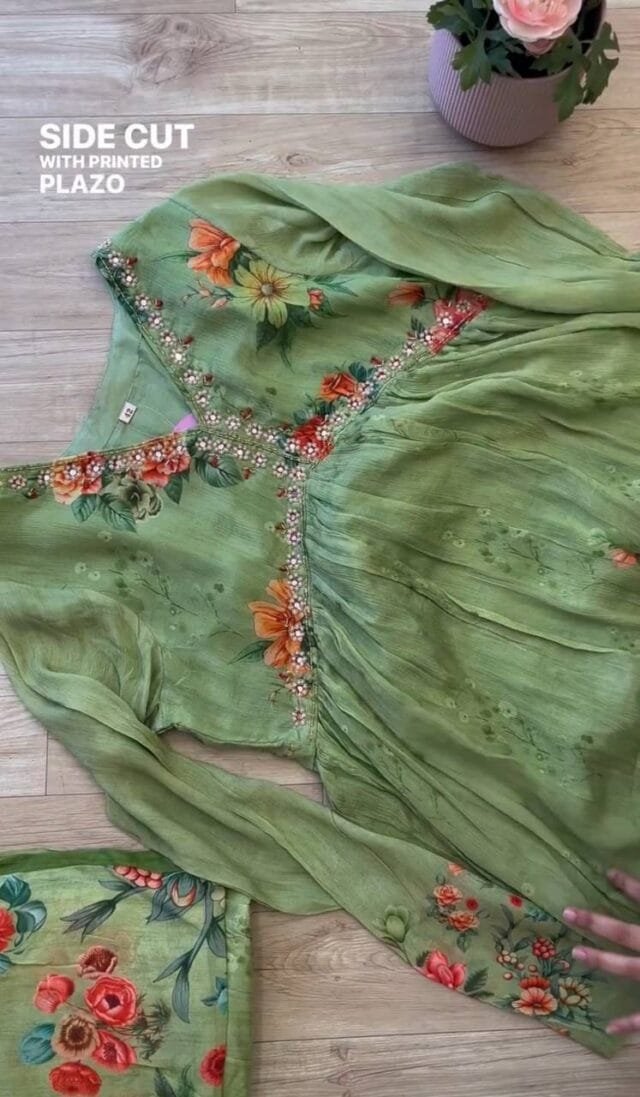 Green Color Alia Cut Dresses Trendy