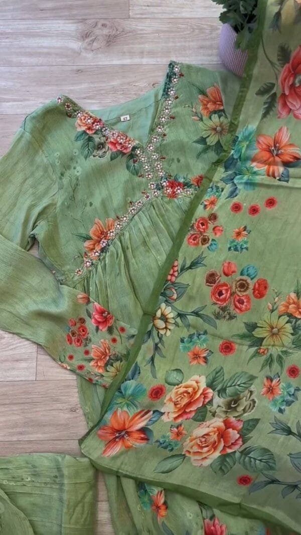 Green Color Alia Cut Dresses Trendy