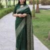 Green Colour Soft Lichi Silk Cloth Saree
