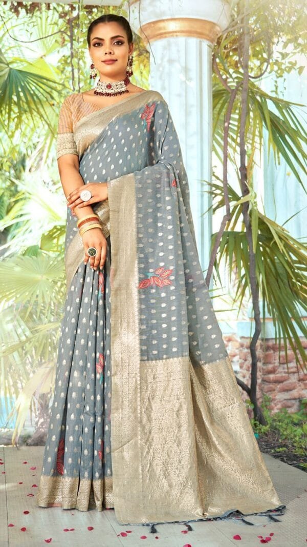 Grey Cotton Saree