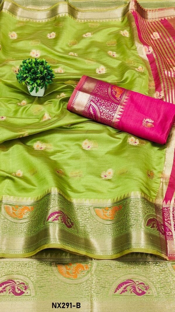 Light Green Colour Soft Katan Silk Saree