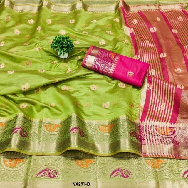 Light Green Colour Soft Katan Silk Saree