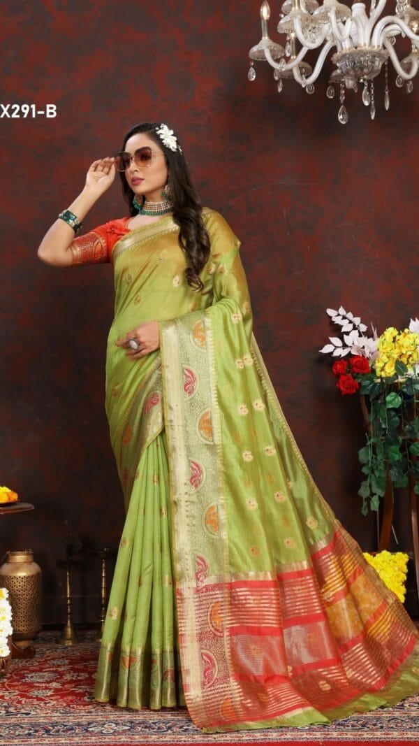 Light Green Colour Soft Katan Silk Saree