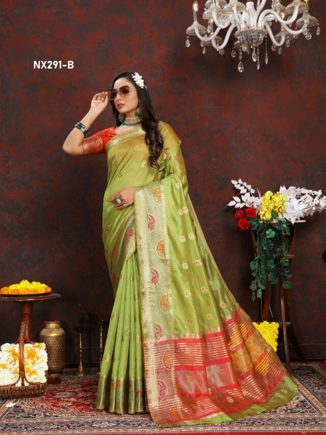 Light Green Colour Soft Katan Silk Saree