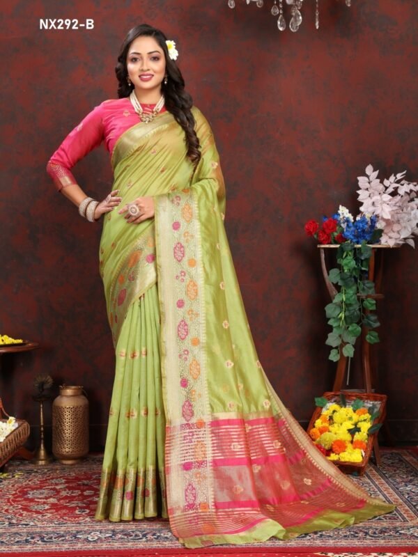 Light Green Soft Silk Saree With Blouse ( sn11 ) - ePika India