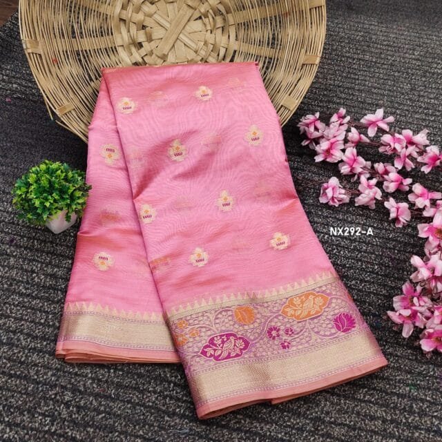 Light Red COLOUR Soft Katan Silk Saree