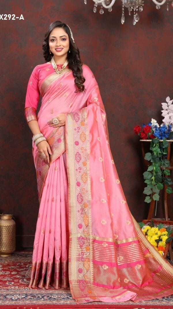 Light Red COLOUR Soft Katan Silk Saree