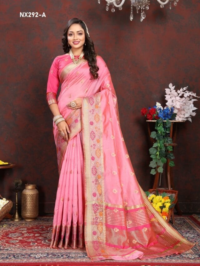 Light Red COLOUR Soft Katan Silk Saree