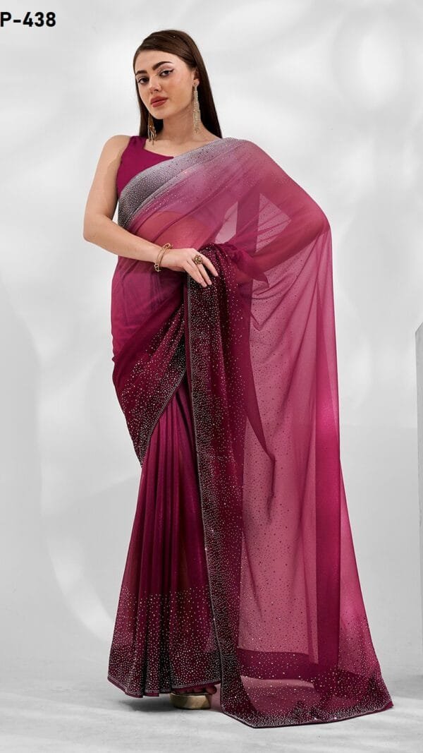 MEJANTA COLOUR KNITTED LYCRA SAREE