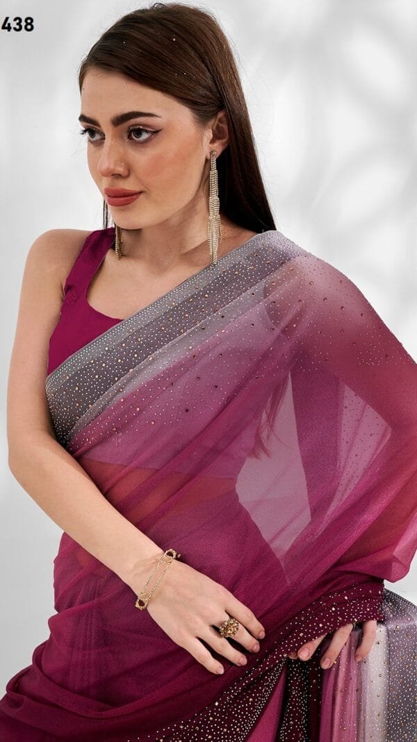MEJANTA COLOUR KNITTED LYCRA SAREE