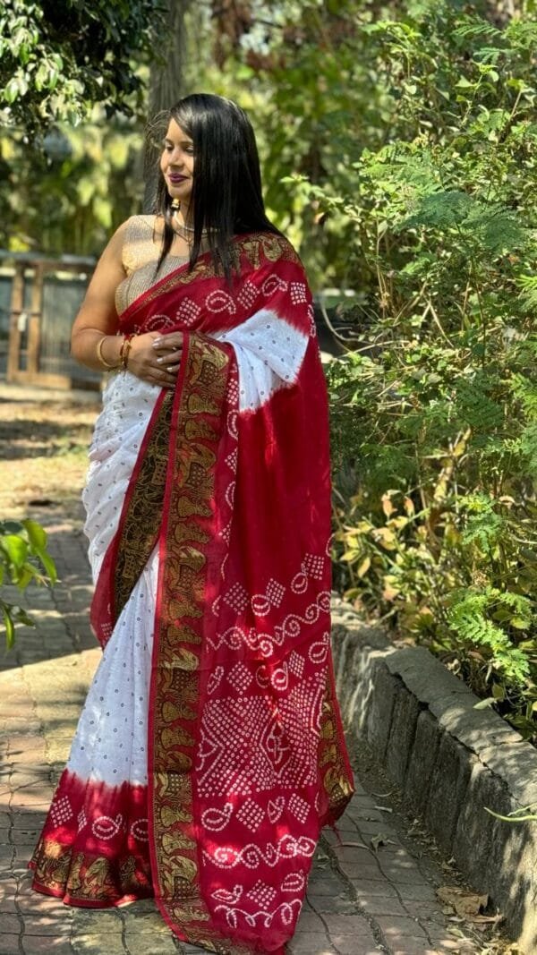Maroon Colour Bandhej Print Sarees