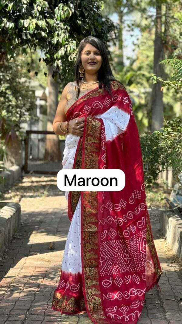 Maroon Colour Bandhej Print Sarees