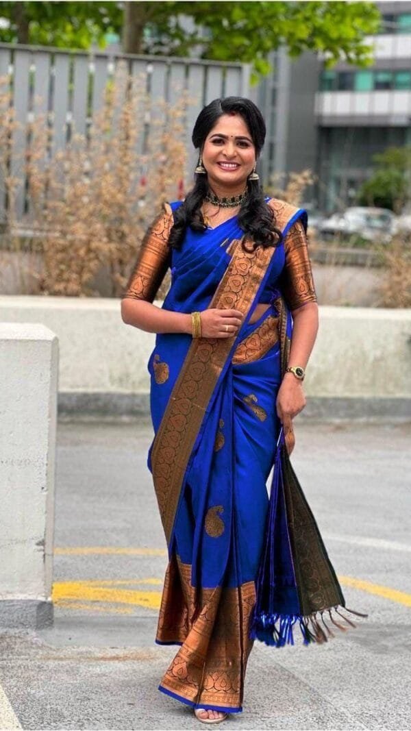 Navy Blue Colour Organic Banarasi Sarees