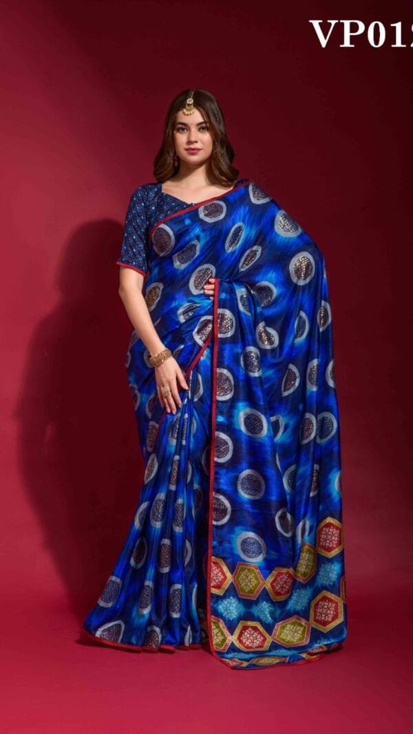 Nevy Blue Colour Smooth Silk Saree