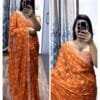 Orange COLOUR Pure Chiffon With Embroidery Border & Embroider Blouse