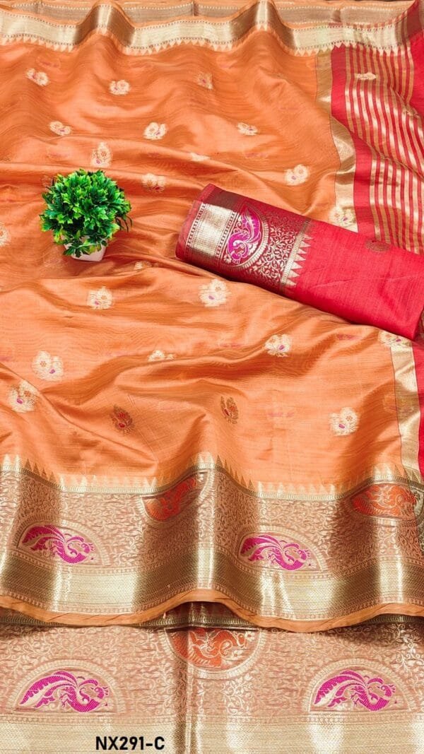 Orange Colour Soft Katan Silk Saree